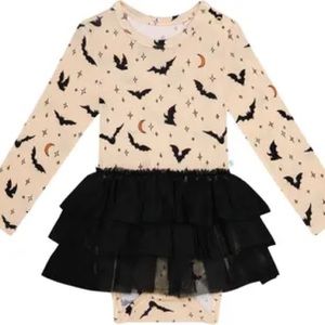 POSH PEANUT SPOOKY BATS LONG SLEEVE TULLE BODYSUIT DRESS